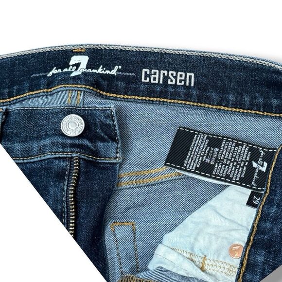 7 For All Mankind Carsen Denim Jeans Blue Straight Casual Midrise Women's Sz 29 - Picture 8 of 13
